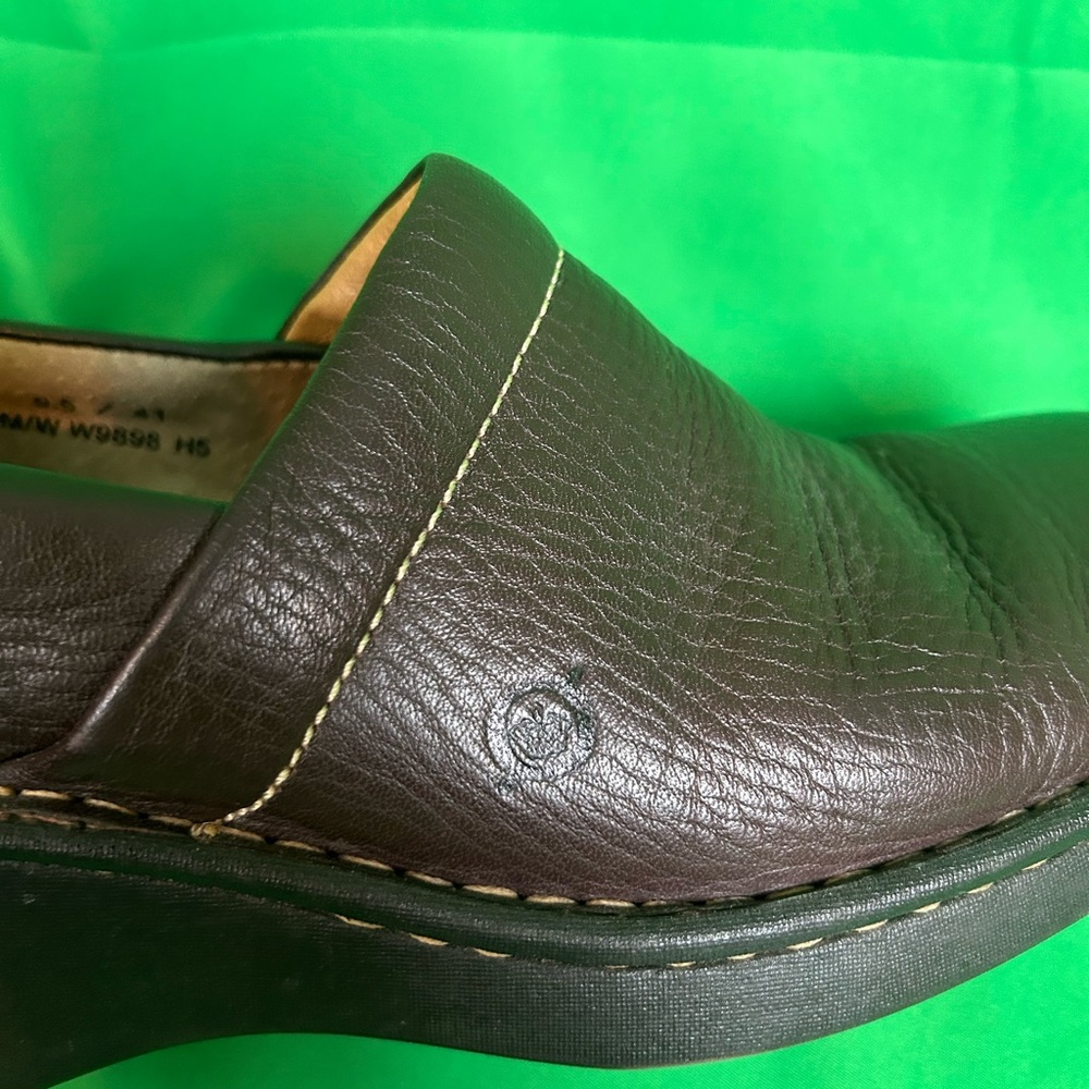 Pre-owned Women’s Born Toby Duo Brown Full Grain Leather Clogs - Picture 9 of 10